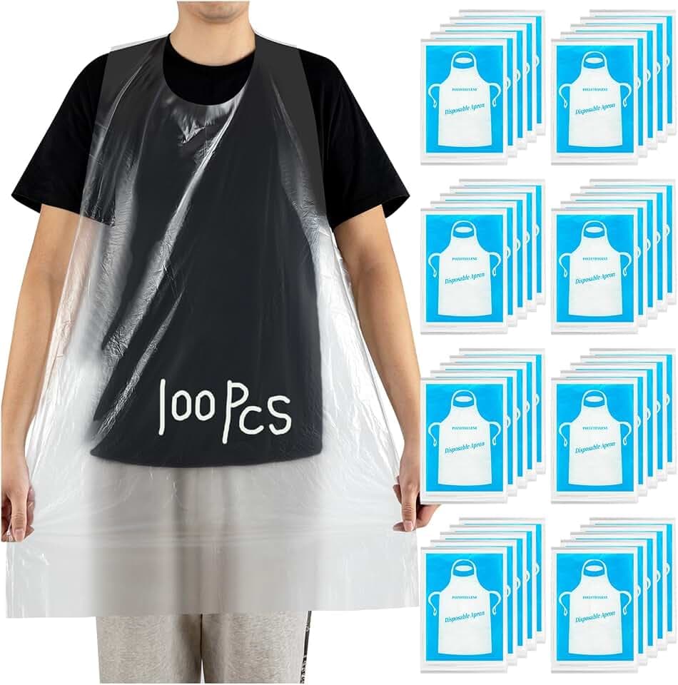 200Pcs Disposable Aprons for Adults, Plastic Aprons