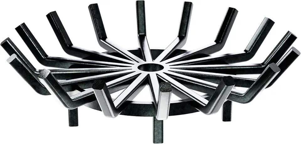 IDZO 68,6 cm Feuerrost aus Schmiedeeisen Feuerstelle, rund, Spinnenwagenrad, Brennholz, strapazierfähig, Bar, Kamin, Herd, Brenngestell, Halterung, 4 Beine, schwarz