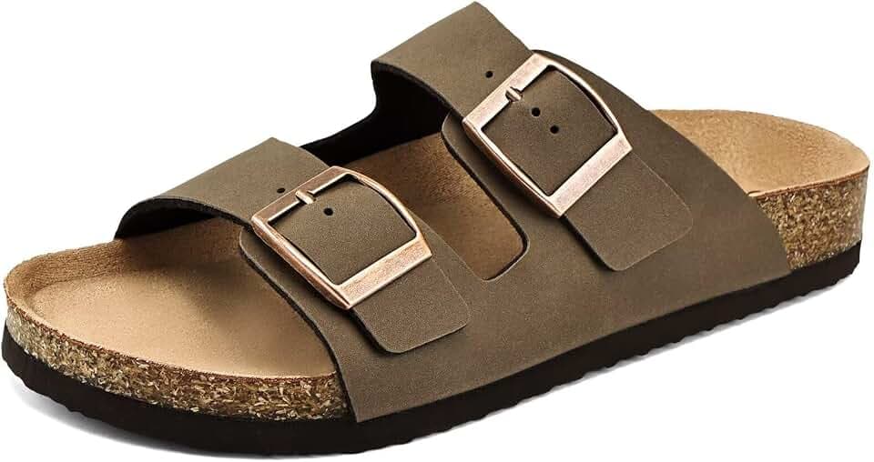 Torotto Kids Sandals Boys Girls Slide Summer Non-slip Cork Glitter Toddler Slippers with Adjustable Straps for Indoor & Outdoor