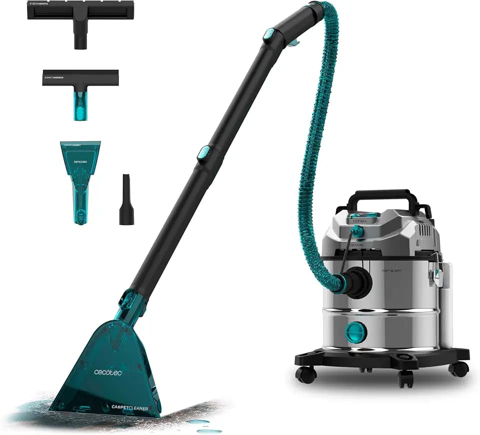 Cecotec Staubsauger für Feststoffe, Flüssigkeiten, Polster und Teppiche mit Kabel Conga CarpetClean 20000 Pro Ultra. 1600W, 21kPa Leistung, 2-in-1-Funktion, 20L Kapazität, Zubehörset, 7m Aktionsradius
