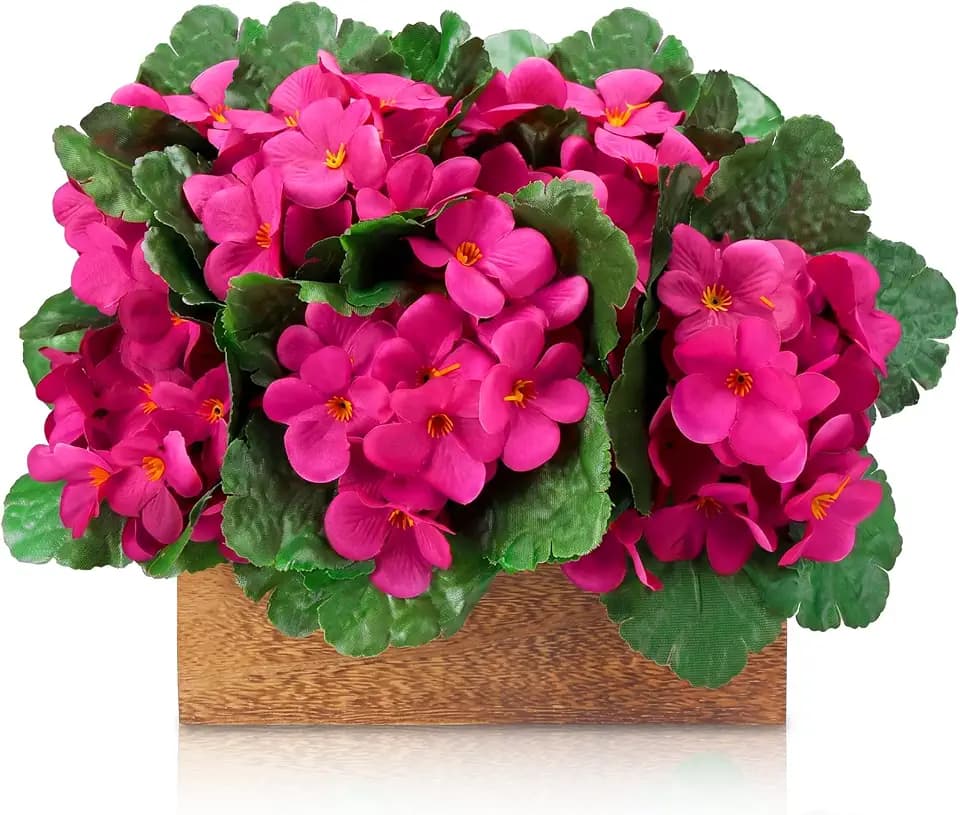 10 Pcs African Violet Artificial Plant Burgundy African Violet Individual 9 Inches Artificial Flowers for Home Decoration Office Decor Gift