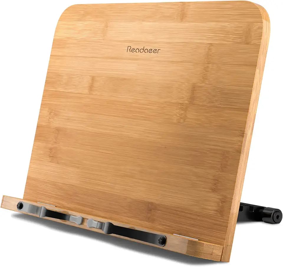 Readaeer Leseständer Bookrest Kochbuchhalter für Küche und Büro aus Bambus Faltbar