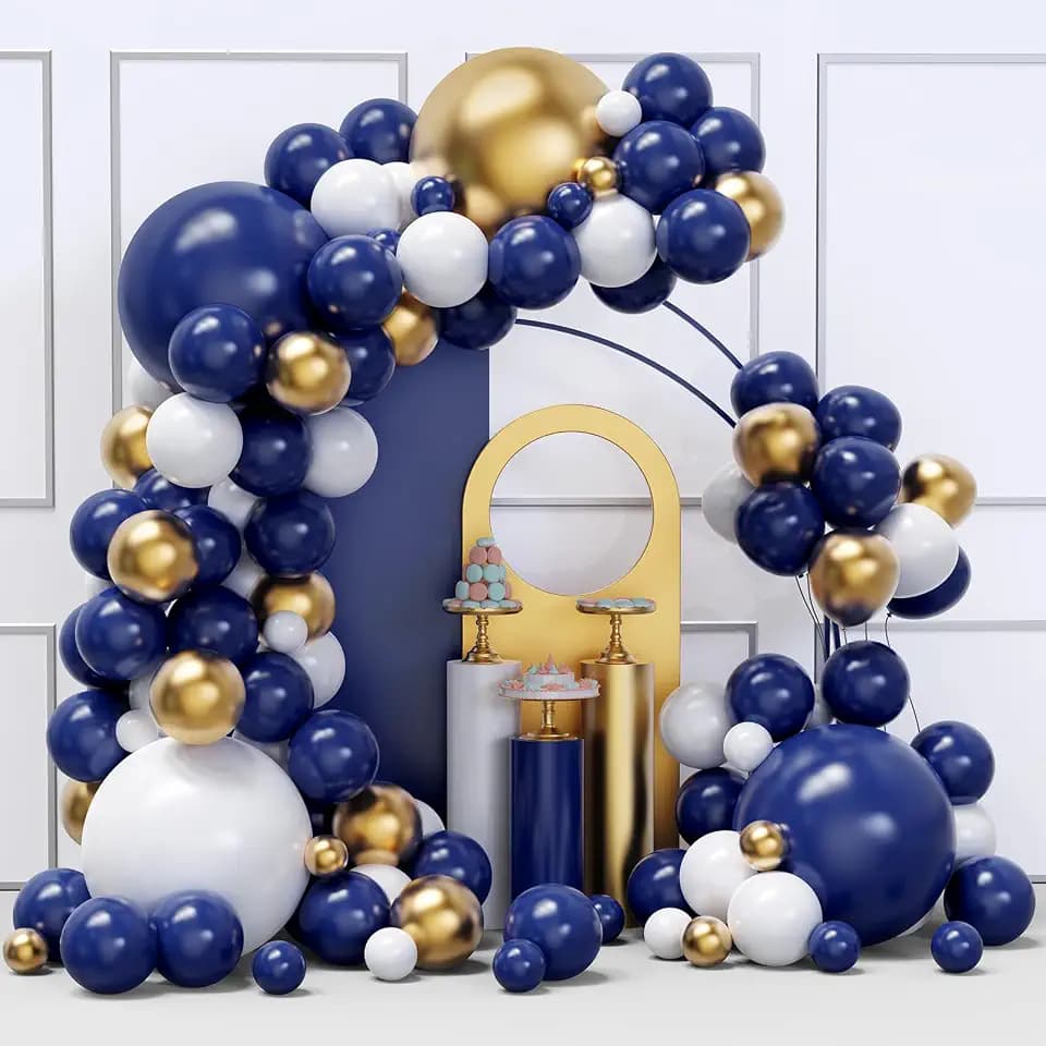 YMSZ Blue and Gold Balloons Arch Garland Kit, Blue Balloons Arch Kit