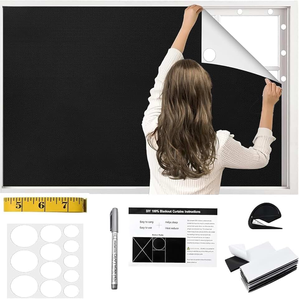 300*145cm Rollos für Fenster Ohne Bohren Verdunklungsrollo Ohne Bohren 420d Oxford 100% Verdunklungsstoff Fenster Verdunkelung Verstellbar und Abnehmbar Dachfenster Sonnenschutz Innen Rollo für Urlaub
