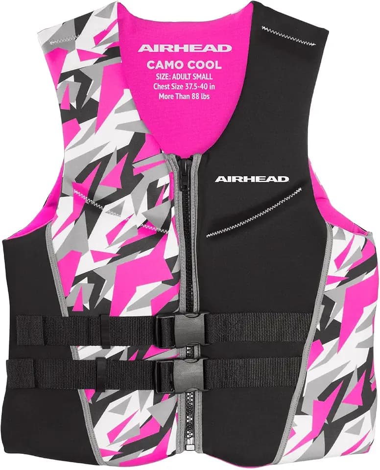 Airhead CAMO Cool Kwik-Dry Neolite Flex Life Jacket for Adults - USCG Approved Life Vest for Women & Men, Lightweight Flexible Watersports Vest for Boating, Wakeboarding, Kayaking & Jet Skiing