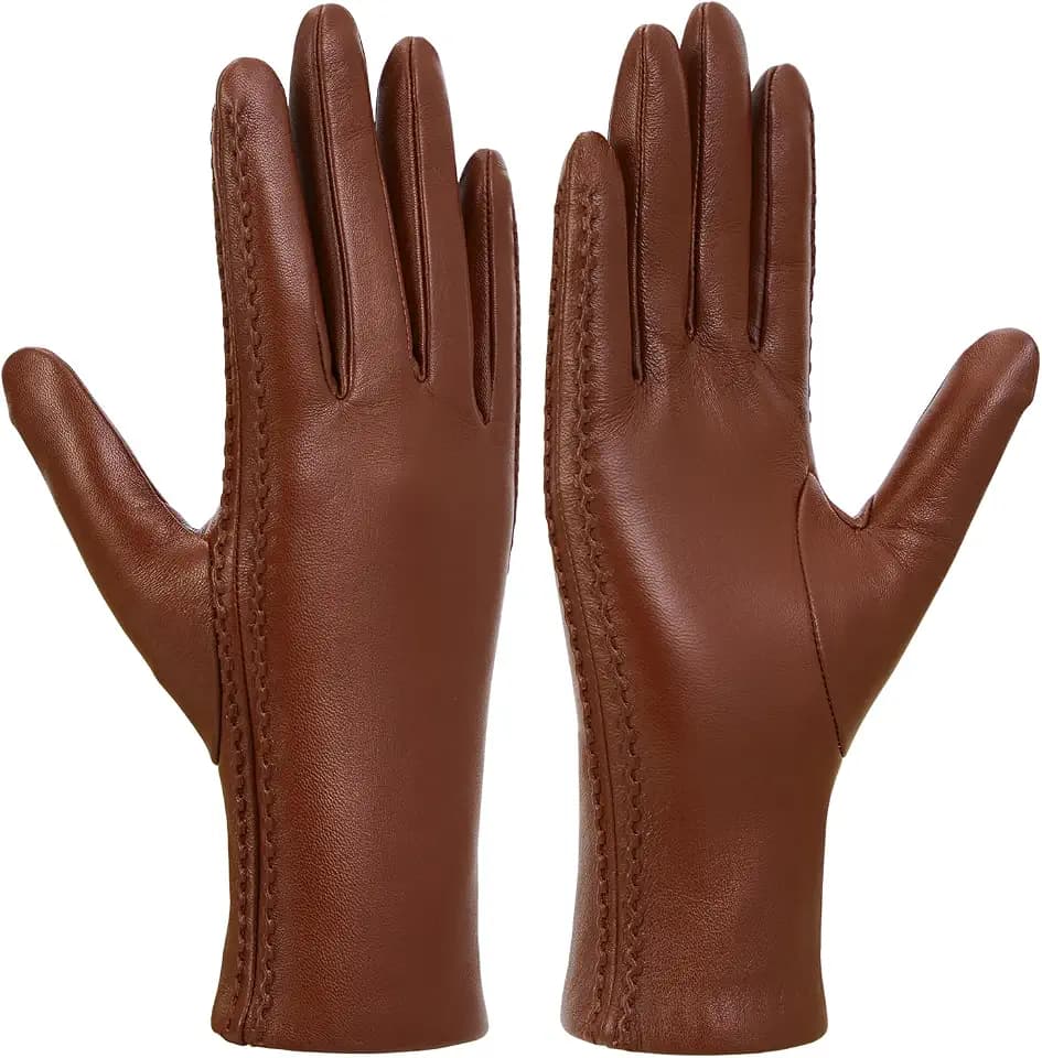 GSG SINCE 1998 Echte Lederhandschuhe Damen Touchscreen Winterhandschuhe Woll Gefütterter Warme Lammfell Autofahrerhandschuhe 23012