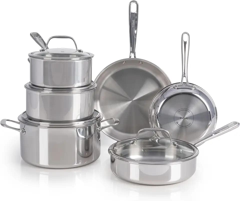 T-fal Pro Tri-Ply Stainless Steel 10-Piece Induction Cookware Set