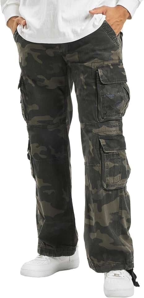 Brandit Pure Vintage Herren_Cargohose, 100% Baumwolle, locker sitzende