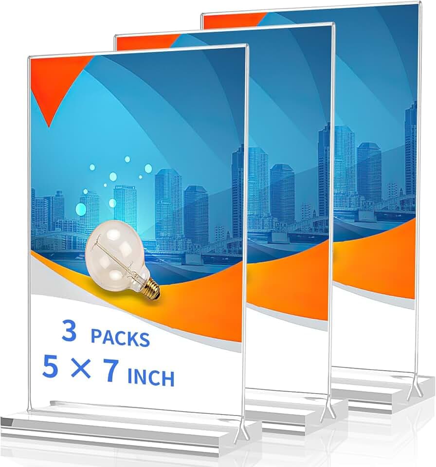 Acrylic Sign Holder 5x7,Vertical Display Stand,Double-sided Sign Holder