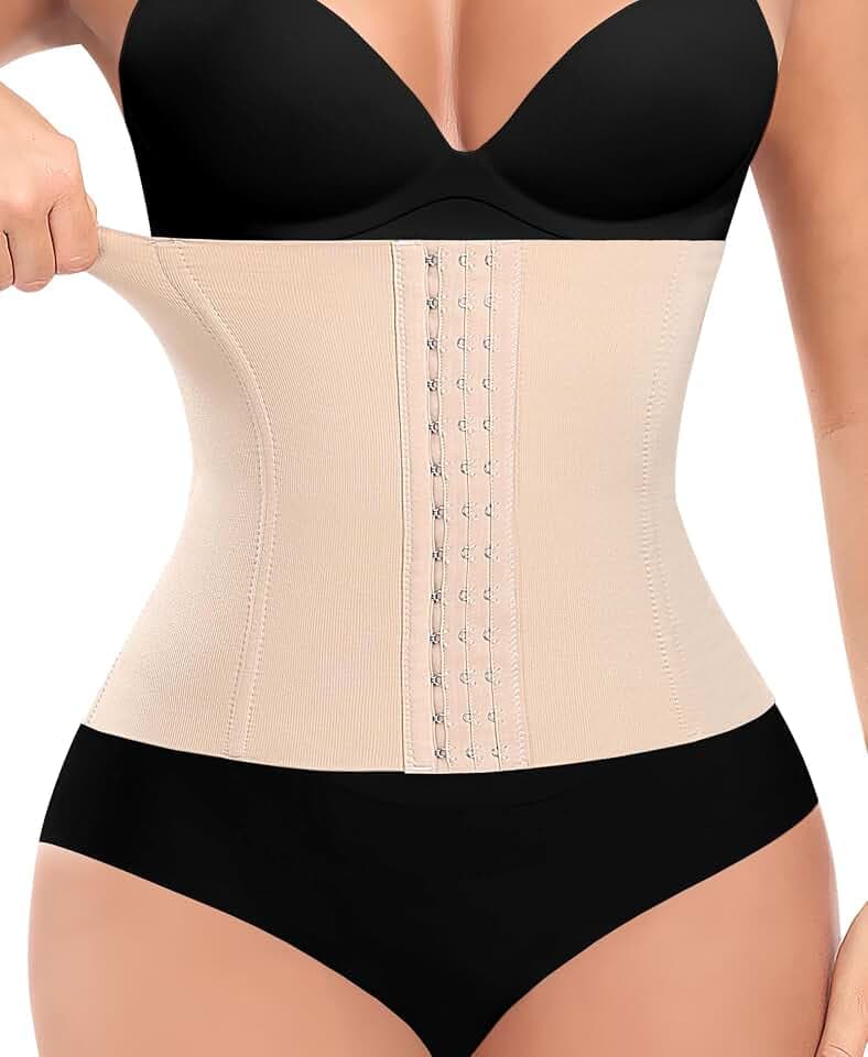 YARRCO Schlankheitsgürtel für Damen, Bauch, Shapewear, Schlankheits-Korsett, Taillentrainer, Postpartum, beige, 42