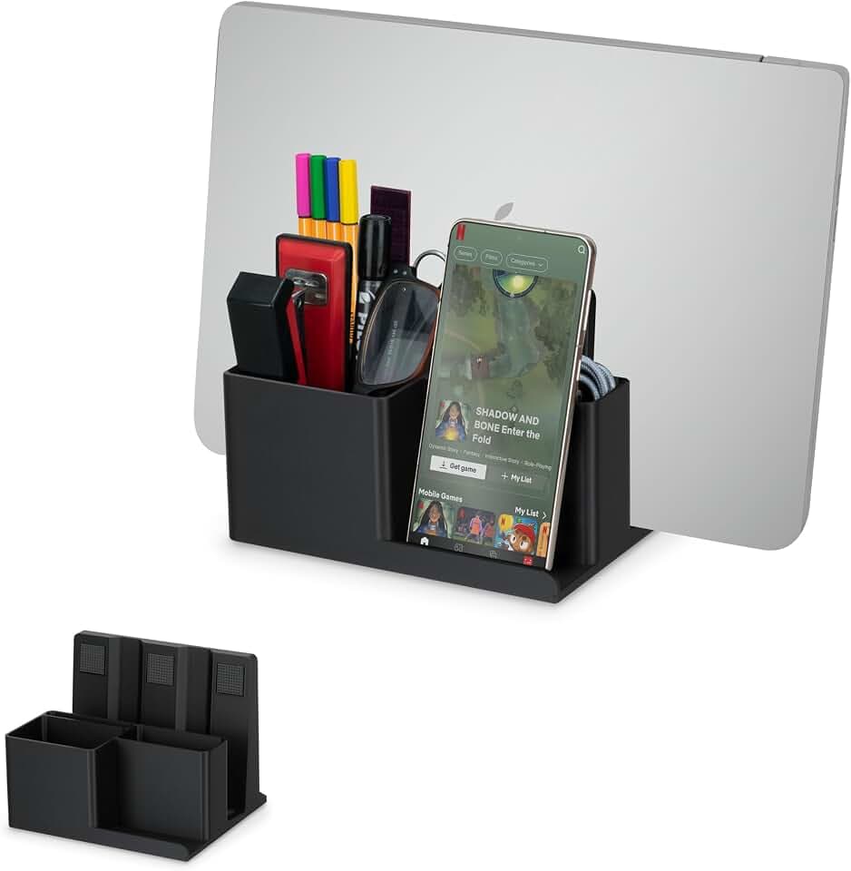 BRAINWAVZ [EOL] Laptop Stand for Desk with Pen Holder & Phone Stand - All in One Organizer, Reduce Desktop Clutter [EOL]