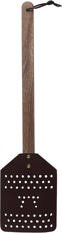 Outset 76635 Fliegenklatsche aus Akazienholz und Leder, besonders groß, 48,3 cm lang x 12,7 cm breit, braun