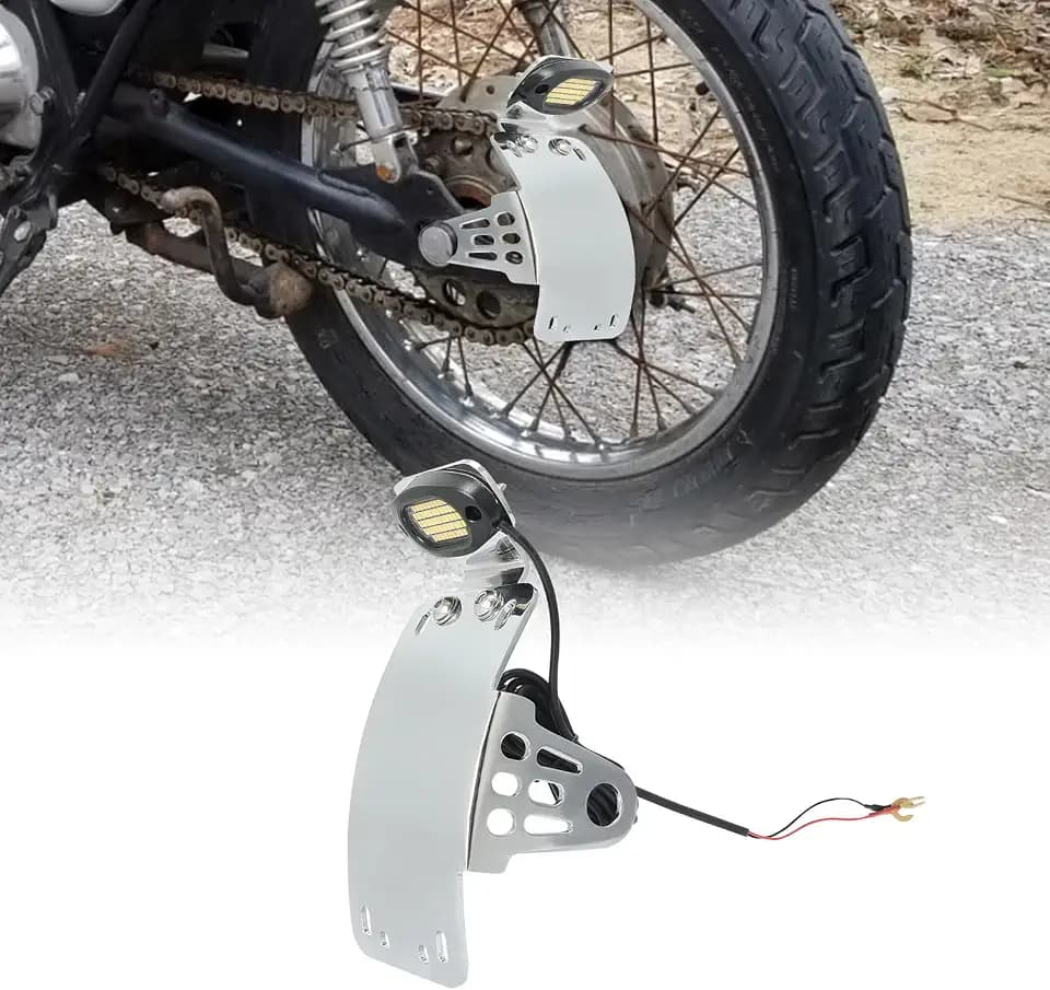 SUNPIE Add White Lights Chrome Motorcycle Cured Vertical Side Mount Licese Plate Tag Holder Bracket Fits All Sport Bike