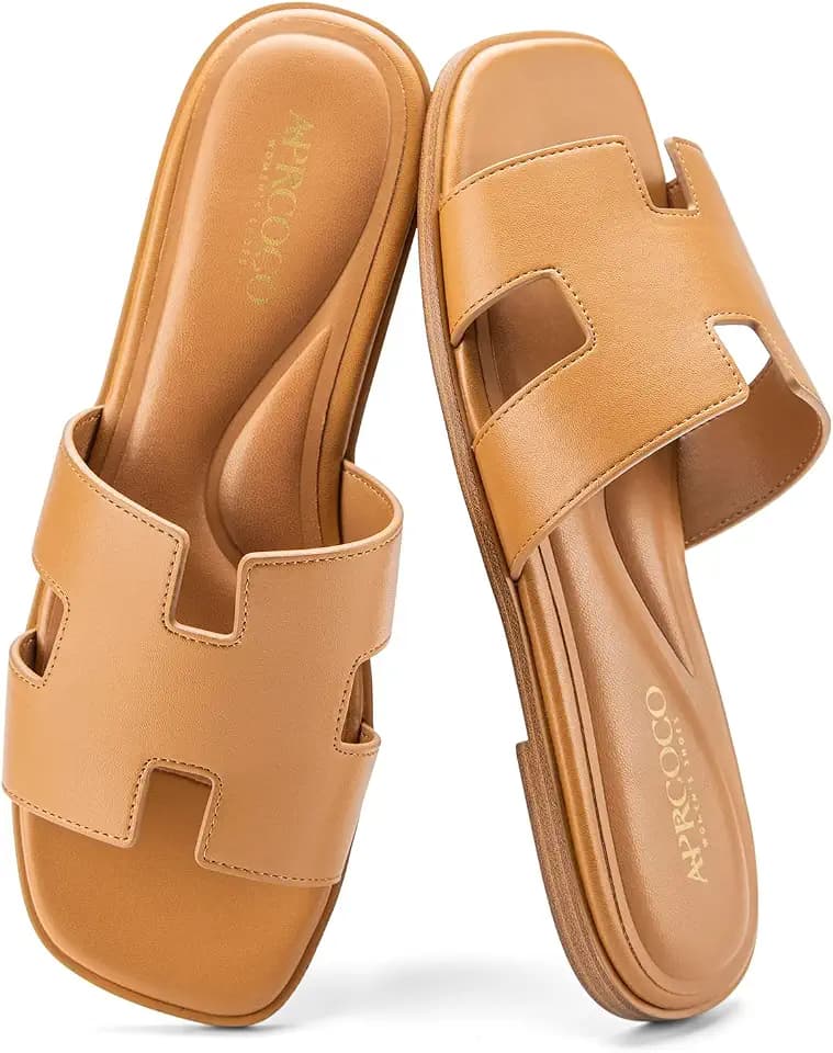 AprCoco Women's Flat Sandals Dressy Classic H-Band Flats Sandals Summer Beach Vacations Slide Sandals