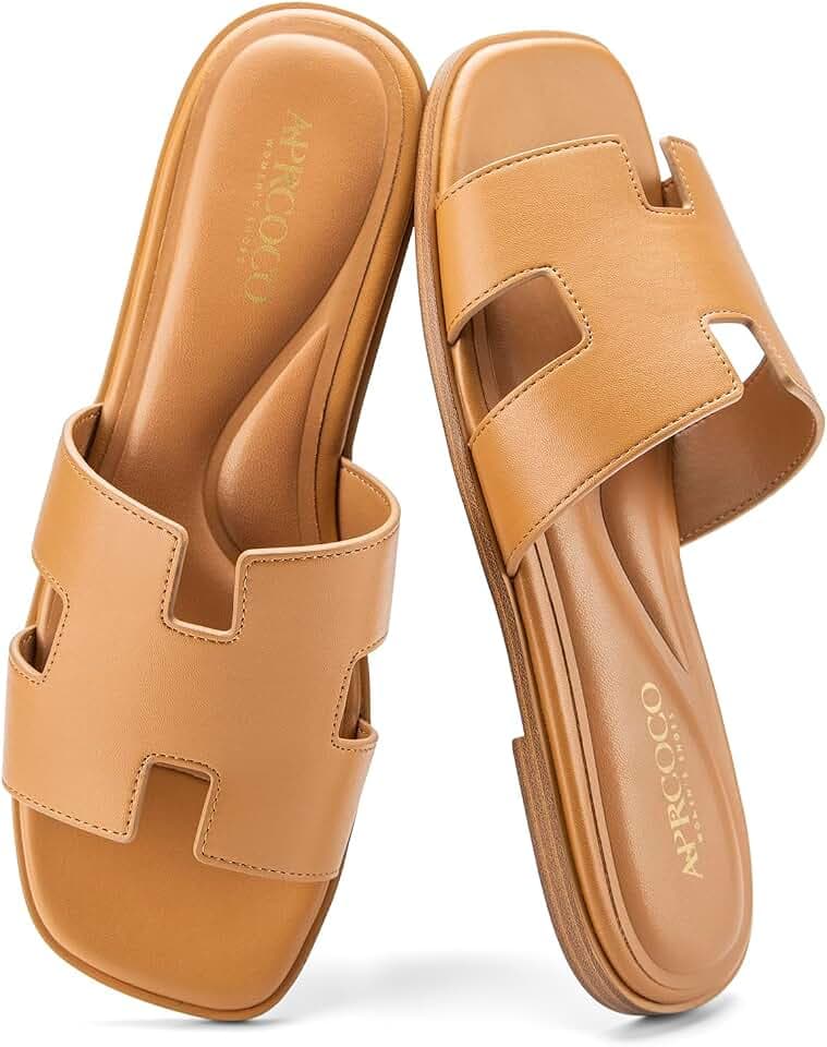 AprCoco Women's Flat Sandals Dressy Classic H-Band Flats Sandals Summer Beach Vacations Slide Sandals