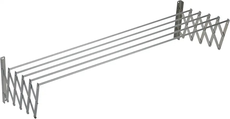 Ausziehbarer Wäscheaufhänger mit Haltestreifen und 5 Stäben aus Aluminium von 140 cm Länge