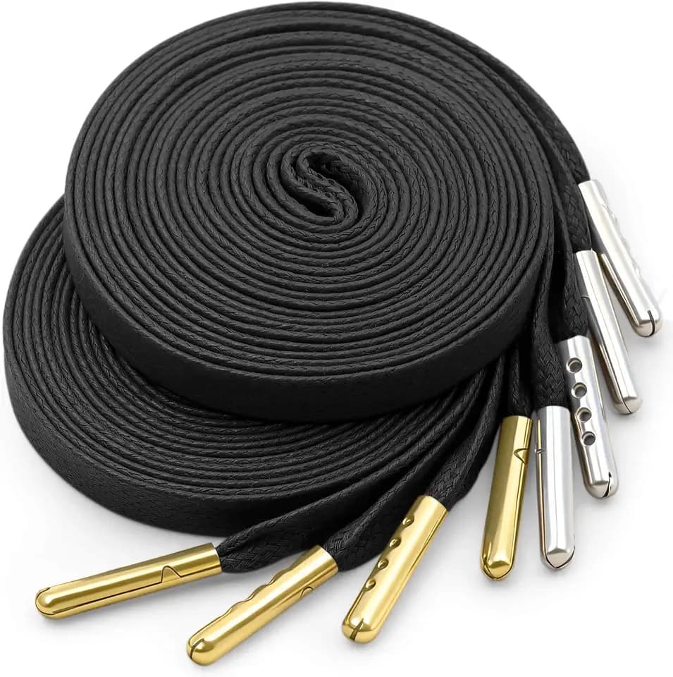 YJRVFINE Flat Waxed Shoe Laces: Wax Shoelaces With Metal Tips for Sneakers