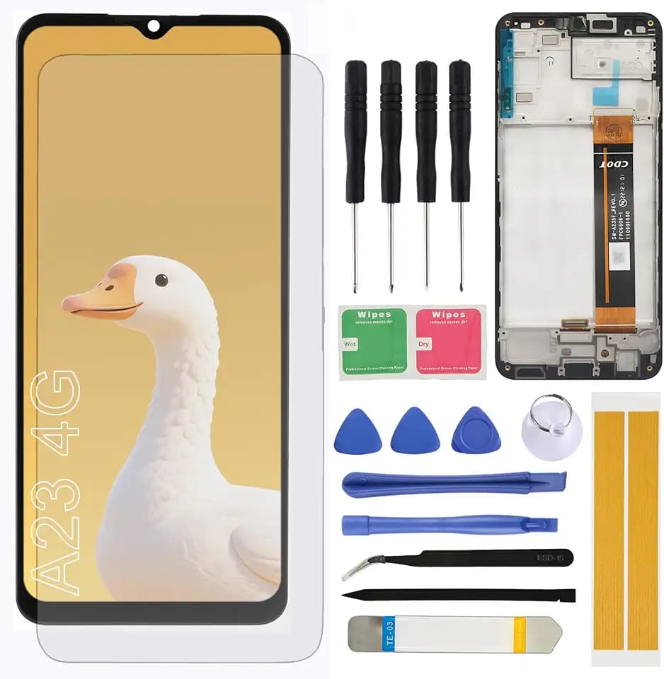 LCD Screen Replacement for Samsung Galaxy A23 4GA235 SM-A235F A235M A235F/DS A235M/DS 6.6" Assembly LCD Display Touch Screen Digitizer with Repair Tools Frame