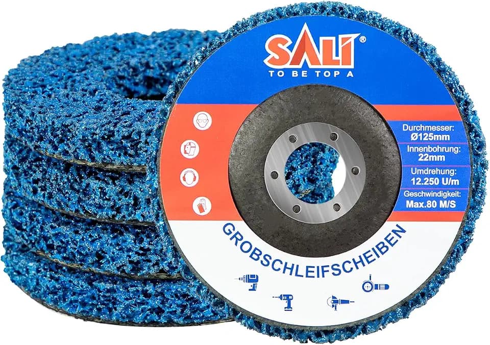 SALI 125mm CSD Scheibe Schleifscheiben für Winkelschleifer 5 Stück Reinigungsscheibe Set Grobreinigungsscheibe Schleif Scheibe Nylongewebescheibe Clean Strip Disc, Entfernen Sie Farbe Rost, Blau