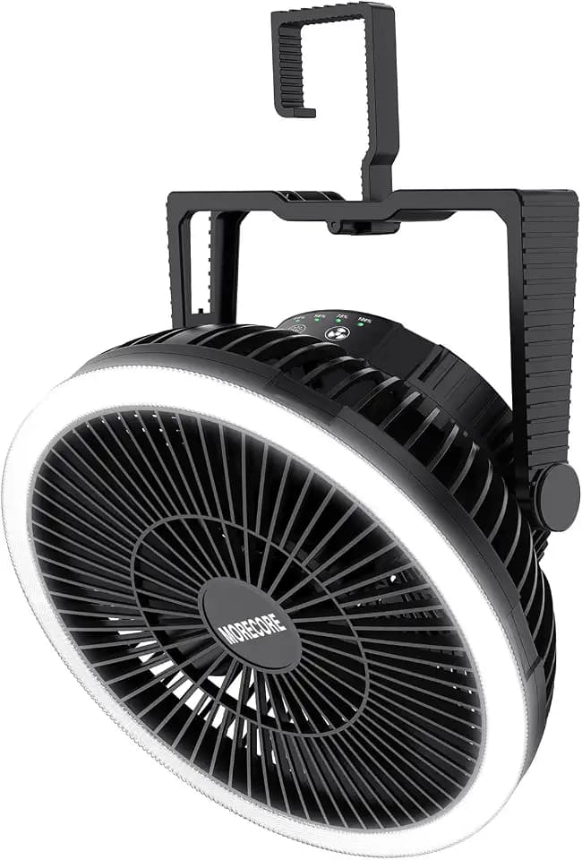 MORECORE Portable Camping Fan with LED Lantern, 8'' Rechargeable Tent Fan