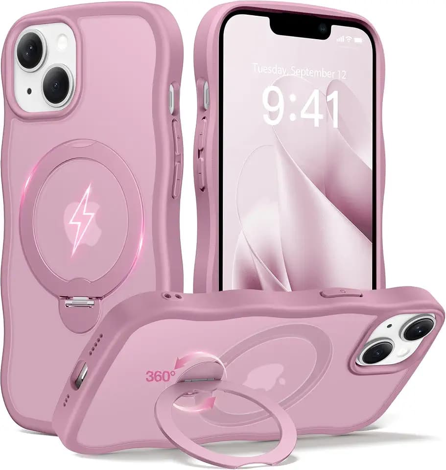 CAPRARO for iPhone 13 & iPhone 14 Case with Stand, Blackcurrant