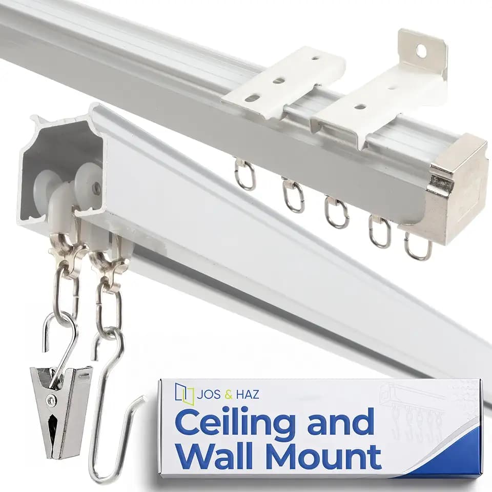 Jos & Haz Ceiling Curtain Track 13.1ft, Aluminum Curtain Track Wall Mount