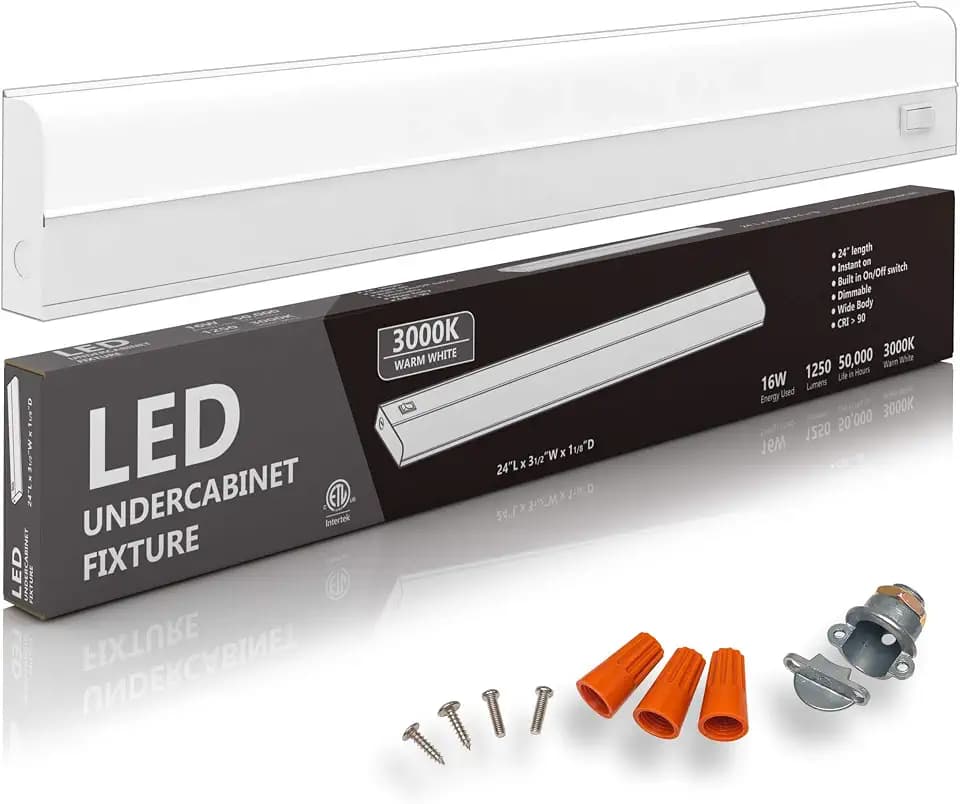 24" Hardwired Under Cabinet Lighting, 3000K Warm White, ETL 1250lm Dimmable