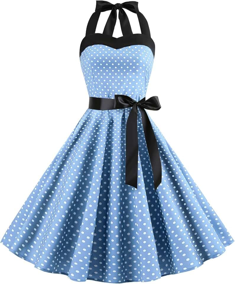 Vintage 50er Jahre Kleid Damen Retro Rockabilly Pin Up Elegant Kleid Ärmellos Rückenfrei Herzausschnitt Polka Dot Trapez Hochzeit Cocktail Abend Party Zeremonie Lässig Knielang Midi S-XXL