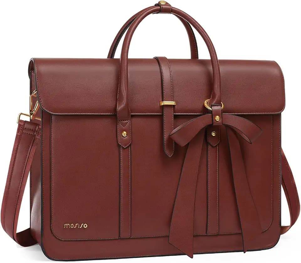 MOSISO Laptop Bag for Women, 17 inch PU Leather Laptop Shoulder Bags