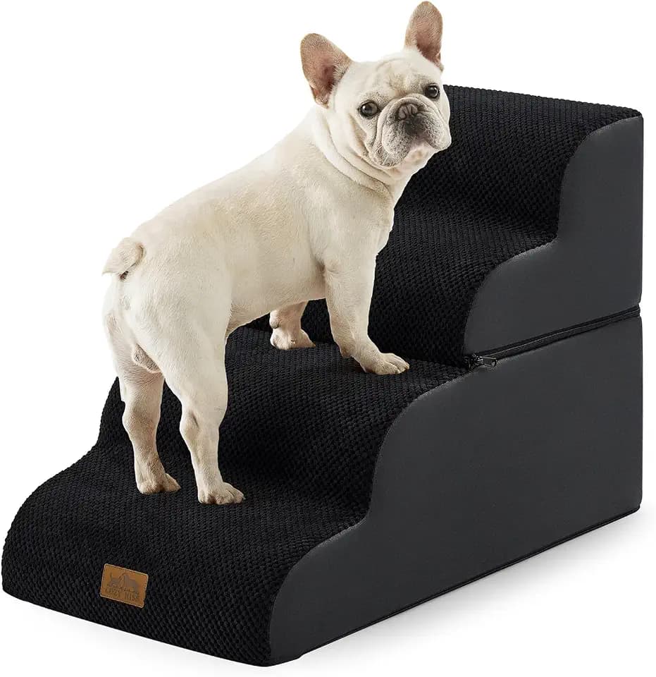 COZY KISS Detachable Small Dog Stairs 19.7" H, 2+2 Pet Step for Bed, Black