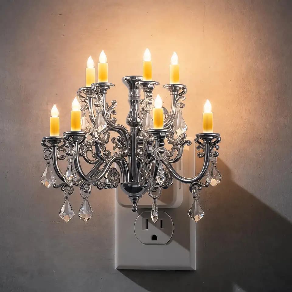 L LOHAS LED Night Lights Plug into Wall,Crystal Chandelier Candle,Vintage