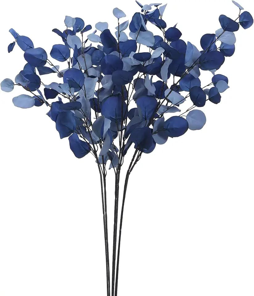 3 PCS 33" Artificial Eucalyptus Stems, Silk Branches for Vase Decor, Blue