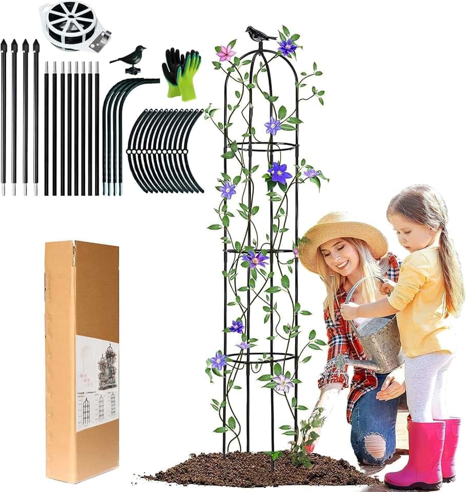 Turm Obelisk Garten Rankgitter,Rankhilfe Pflanzen,RobusteTomatenkäfig,2022 Top-Vogeldesign,Tomatenkäfig Gartenpflanze Stützstangen,Passend f fürReben,Blume, Rosen,Turm Obelisk Spalier