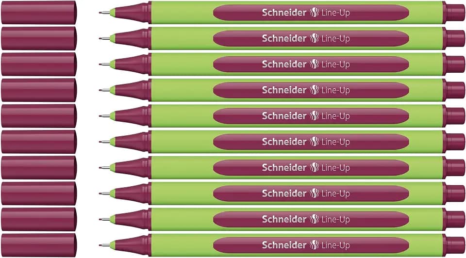 Schneider Line-Up Fineliner (Strichstärke 0,4 mm, aus biobasiertem Kunststoff, ausgezeichnet mit Der blaue Engel) 10 Stück, camine-red