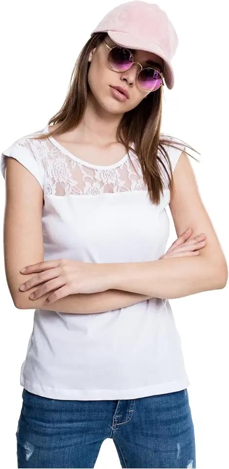 Urban Classics Ladies Top Laces Tee Frauen T-Shirt schwarz