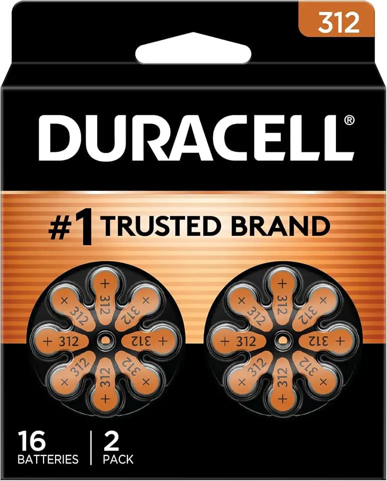 Duracell Size 13 Orange Hearing Aid Batteries, 16 Count, 4-Year Storage