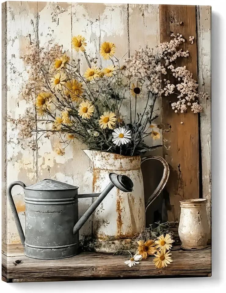 CXKAWM Rustic Wildflower Wall Art, Farmhouse Floral Decor, 12x16in