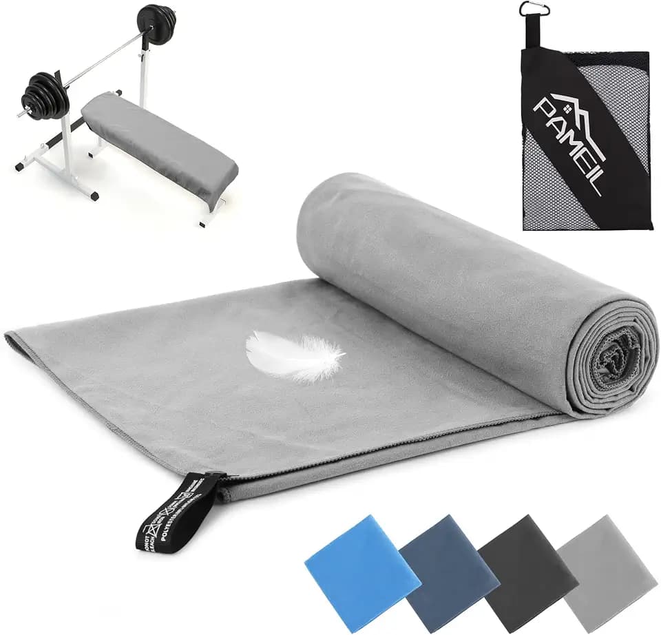 Pameil Mikrofaser Handtuch - 4 Farben & 7Größen - Kompakte Microfaser Handtücher -Fitness Handtuch, Sporthandtuch, für Outdoor, Strand, Camping, Sauna, Fitness (Hellgrau, 100x200cm)