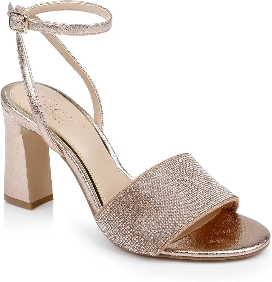 Jewel Badgley Mischka Hattie Block Heel Sandal with Ankle Strap