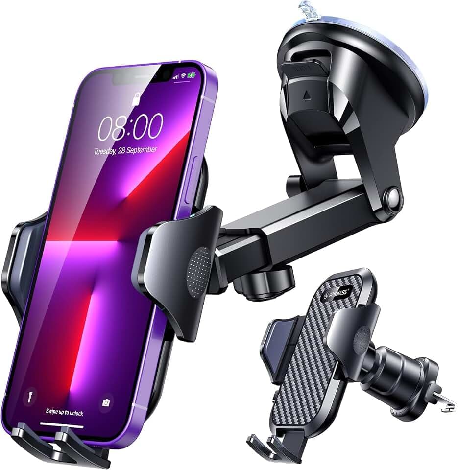 VANMASS 2026【Militär-Klasse】Handyhalterung Auto Upgrade【Stärkste Saugnapf & Lüftungshaken】4 in 1 Handy Halterung Auto 360° Drehbar Handyhalter Auto Armaturenbrett Scheibe Wand für iPhone Samsung usw