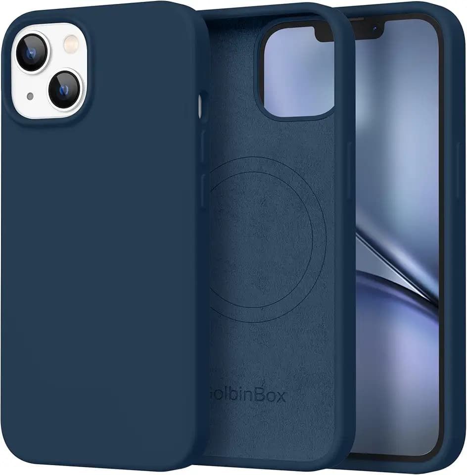 GolbinBox Magnetic for iPhone 15 Case, Silicone Cover, Dark Blue