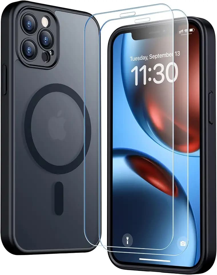 SPIDERCASE Magnetic for iPhone 12 Pro Max Case, Black