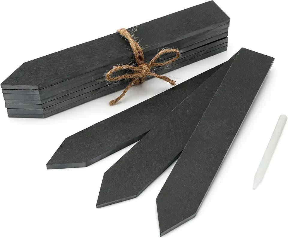 KINGLAKE 10 Stück 20 x 3 cm Pflanzenschilder Schiefer kräuterschilder mit Kreide, Hochbeet Schiefer Kräutergarten Groß, Beet Beschriftung Pflanzenstecker für Draussen zum Beschriften Wetterfest