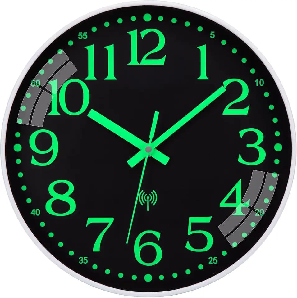 Wanduhr Funk Leuchtend im Dunkeln Funkuhr Funkwanduhr Lautlos 30 cm