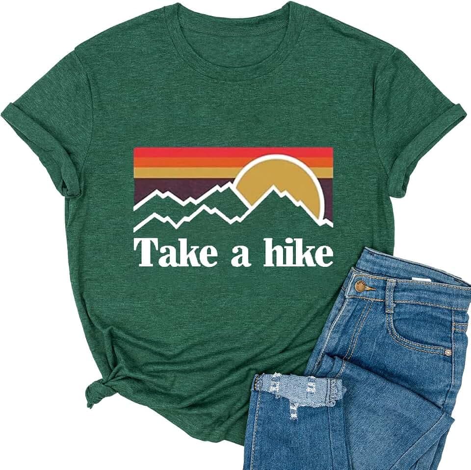 Xiaomomo Womens Take A Hike Printed Short Sleeves T-Shirt Casual Camping Hiking Graphic Tee Tops