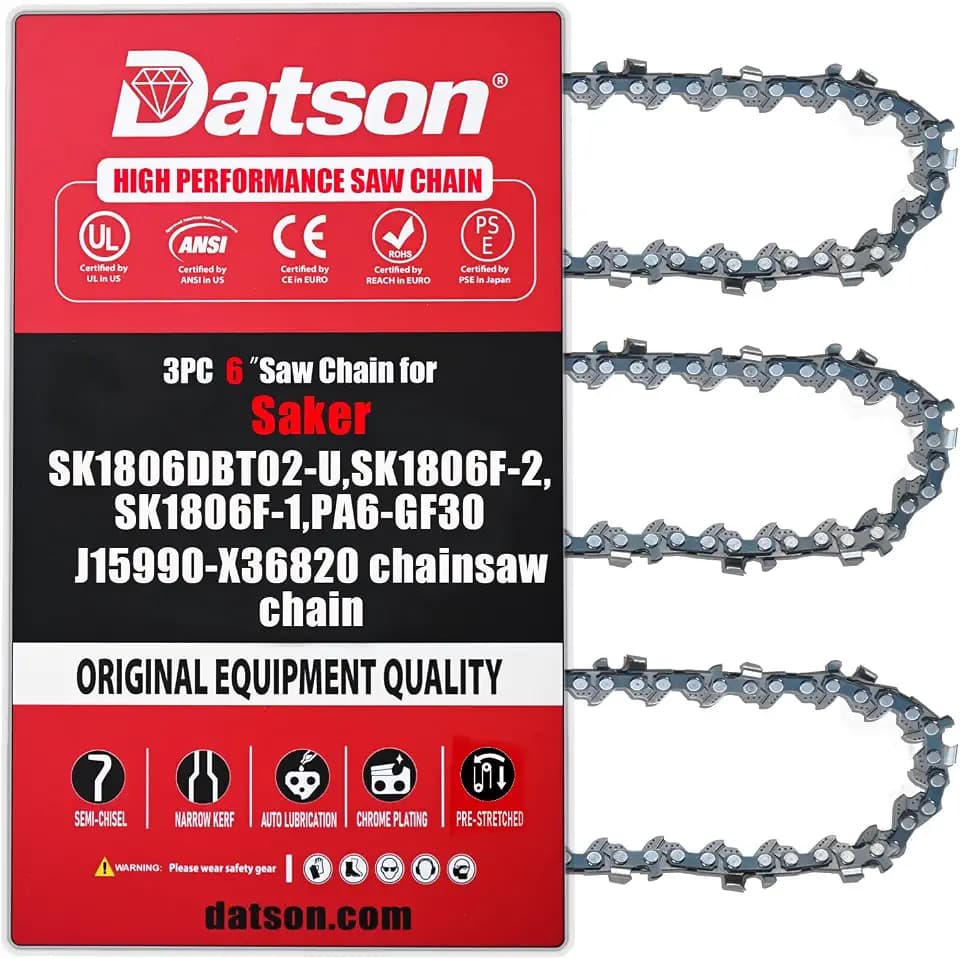 6 Inch Mini Chainsaw Chain Replacement for Saker 6 Inch Portable Electric Cordless Chainsaw,‎GJ15990-X36820 Chain Saw Blade,37 Drive Links 0.043" Gauge 1/4" LP Pitch (3 Pack)