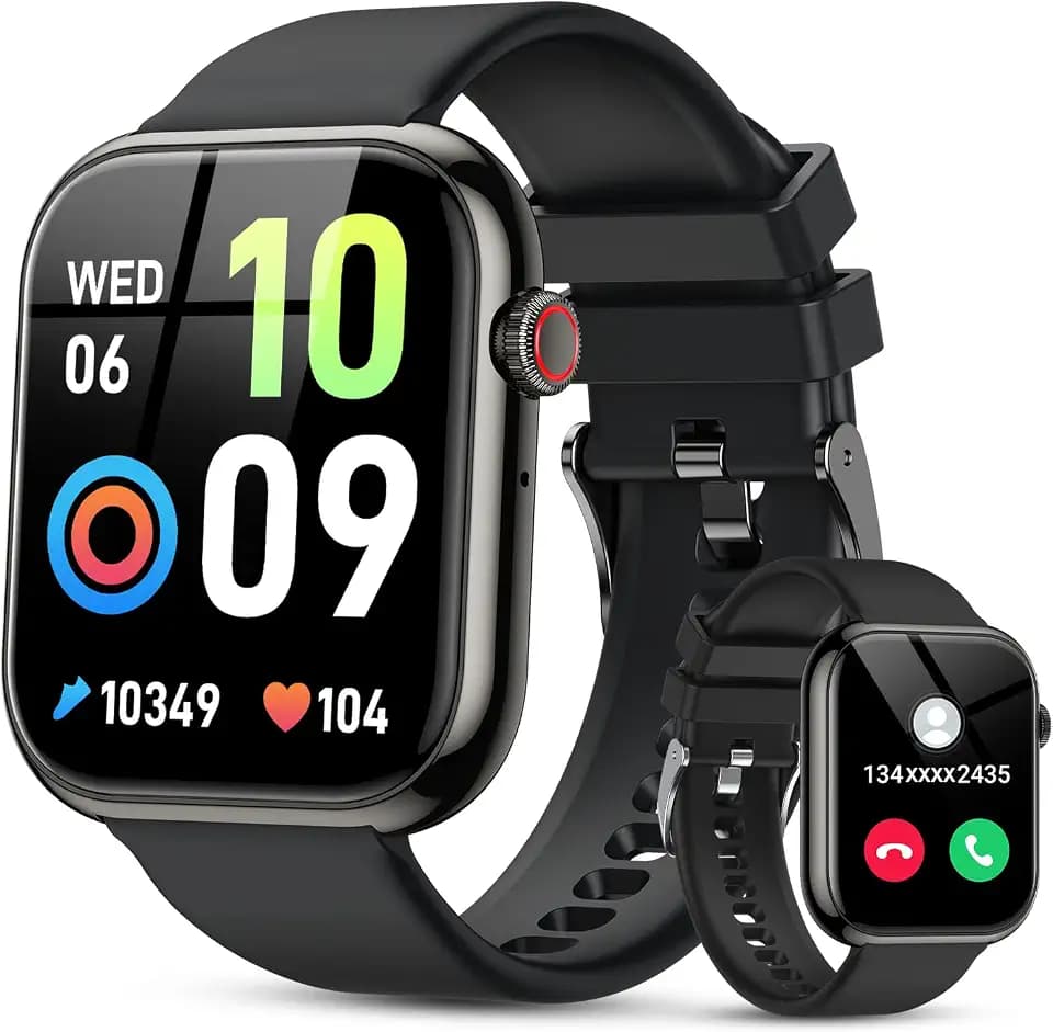zhizhi Smart Watch for Men Women iPhone/Android: 1.85" HD Touchscreen Smartwatch with Bluetooth Call IP68 Waterproof 130+ Sport Modes Fitness Tracker Heart Rate/Sleep/SpO2 Monitor Fitness Watch