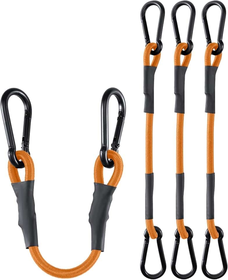 8 Pack 24" Heavy Duty Bungee Cords with Carabiner Hooks, 190 Lbs Strength