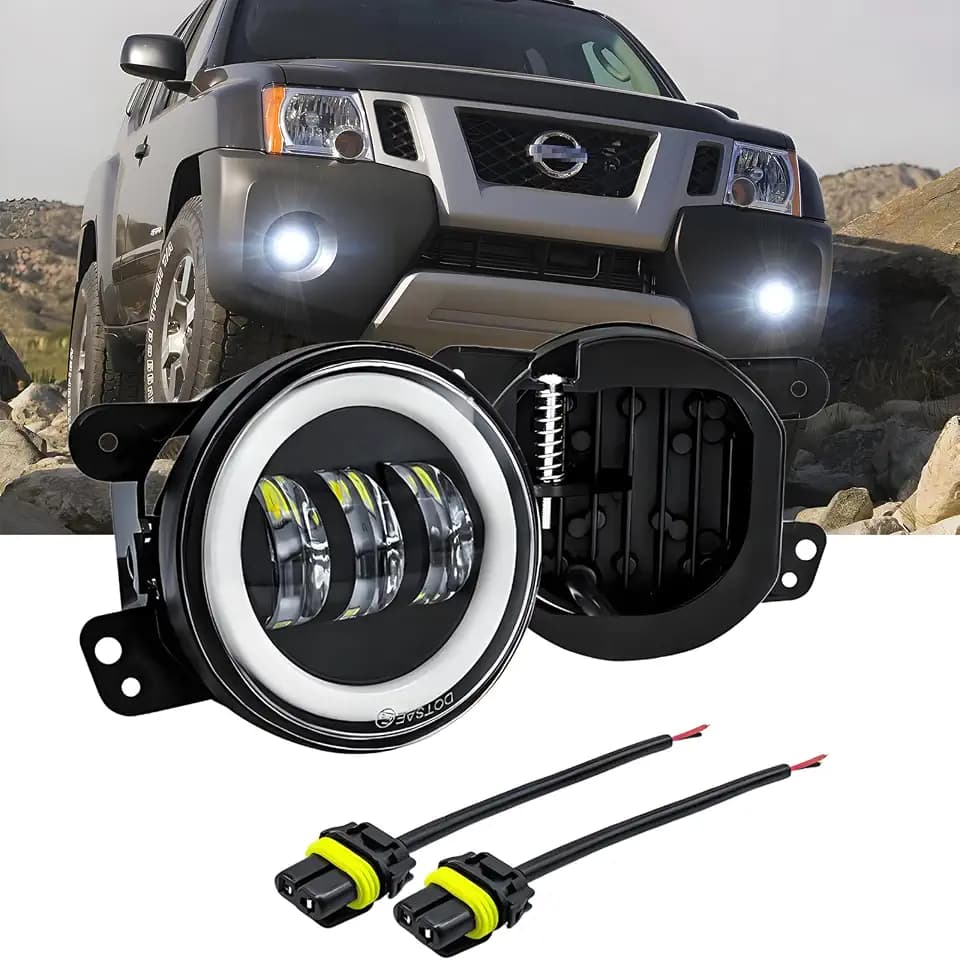 Fog Light Assembly Compatible for 2001 2002 2003 2004 Nissan Frontier Xterra Fog Lights, Front Bumper Light, Driving Offroad Fog Lamps w/DRL & Amber Turn Signal Lights, 2-Pack