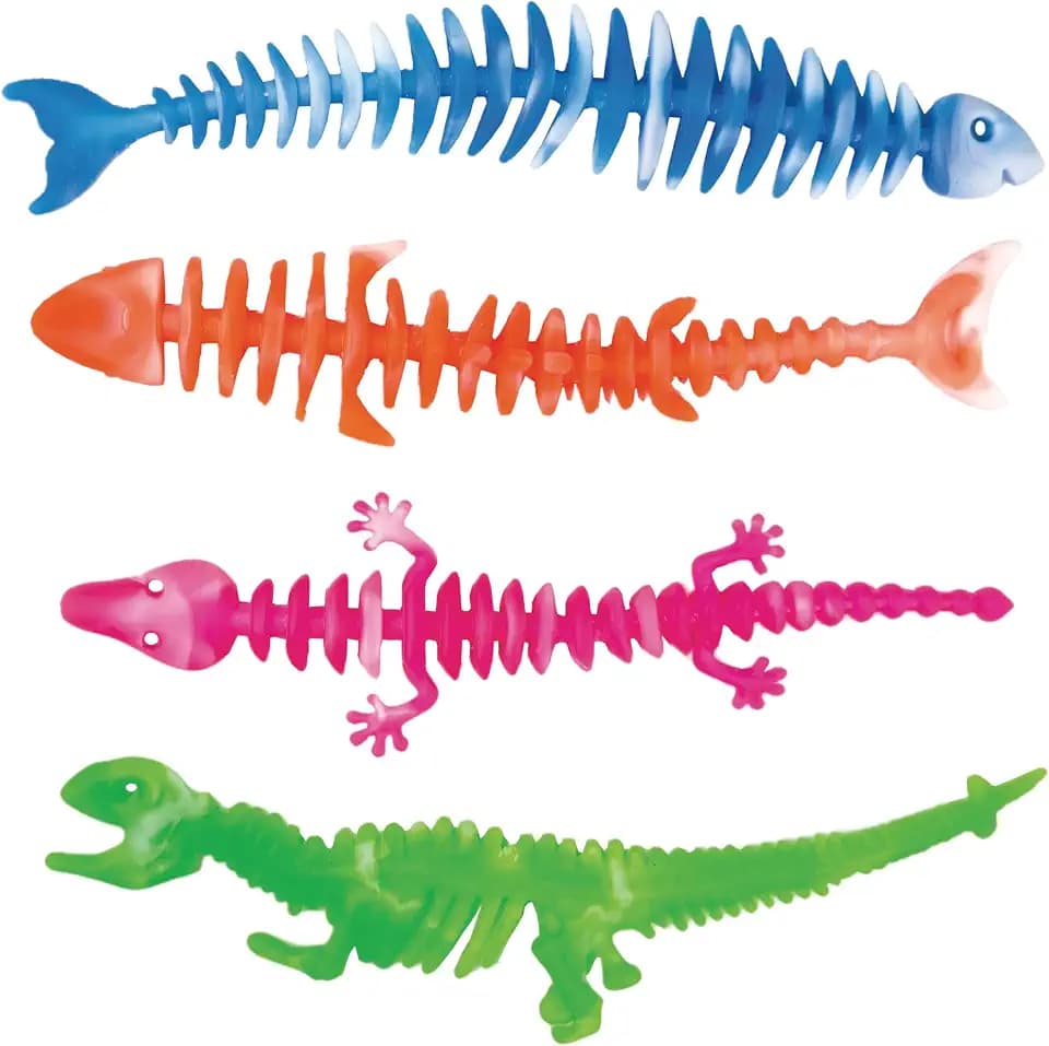 Raymond Geddes Prehistoric Silicone Sensory Bracelet (Set of 24) - Silicone Animals Noodle Toy Bracelets in 4 Fun Shapes